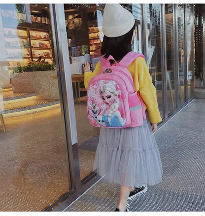 Mochila Escolar Infantil Feminina Disney Frozen 2 Elsa Princesa Desenho Animado Jardim de Infância Moda Viagem Dupla Alça Costa Criança Pequena Bagagem