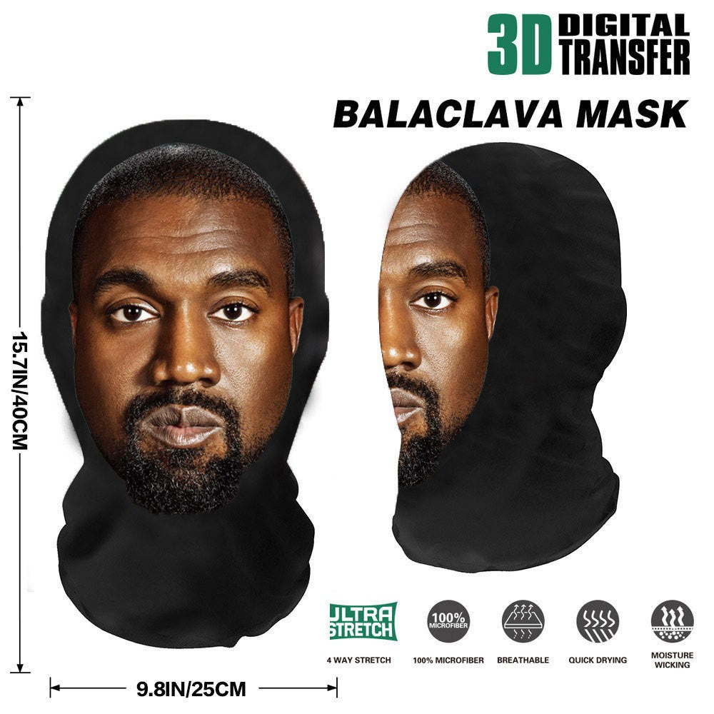 3D Printed Elastic Mesh Full Face Visual Mask Hood Simulation Kanye Kobe Headwear Mascaras Halloween Party Supply Cosplay Props