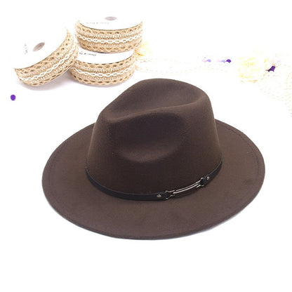 Men's fedora hat Men's and women's universal solid color fedora hat Women's 10 color wide brim jazz hat Autumn and winter Britis