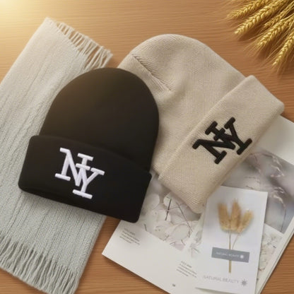 1PC/ 2PCS  Winter beanies caps for men, 3D Embroidery  knitted hats for women, outdoor warm hats , sports and casual CAP