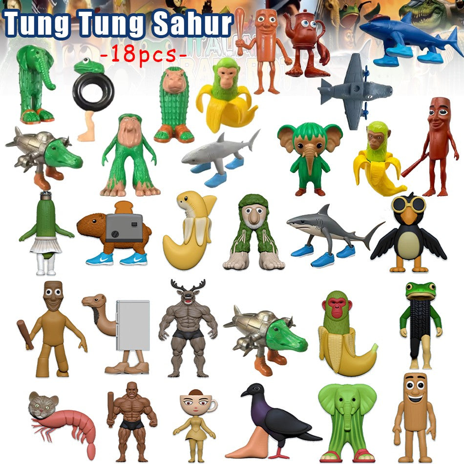 Brinquedo de Figura Sahur Tung da Doença Cerebral Italiana Tralalero Tralala Figuras Bombardino Crocodilo Shimpanzini Bananini Boneca de Decoração de Modelo de Presente