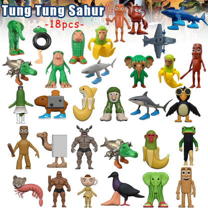 Brinquedo de Figura Sahur Tung da Doença Cerebral Italiana Tralalero Tralala Figuras Bombardino Crocodilo Shimpanzini Bananini Boneca de Decoração de Modelo de Presente