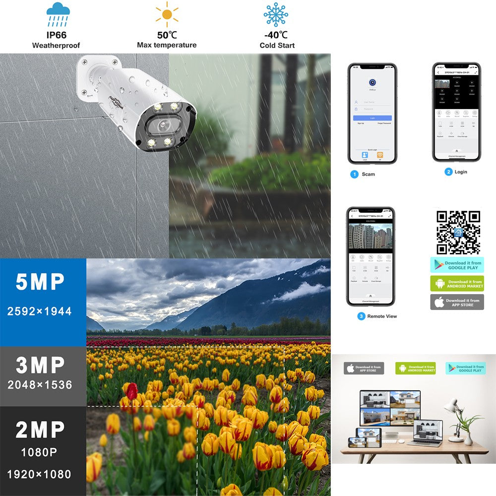 UHD 4K 8MP 5MP POE IP metal Camera Intercom AI Face/Human/Car Detection Color Night CCTV Video Surveillance Security For NVR