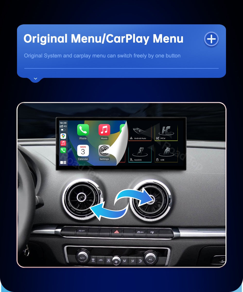 12.3'' Touch Display For Audi A3 S3 2014-2019 Road Top 12.3 Inch Multimedia Player Andriod Auto Link GPS Carplay Screen Car Play