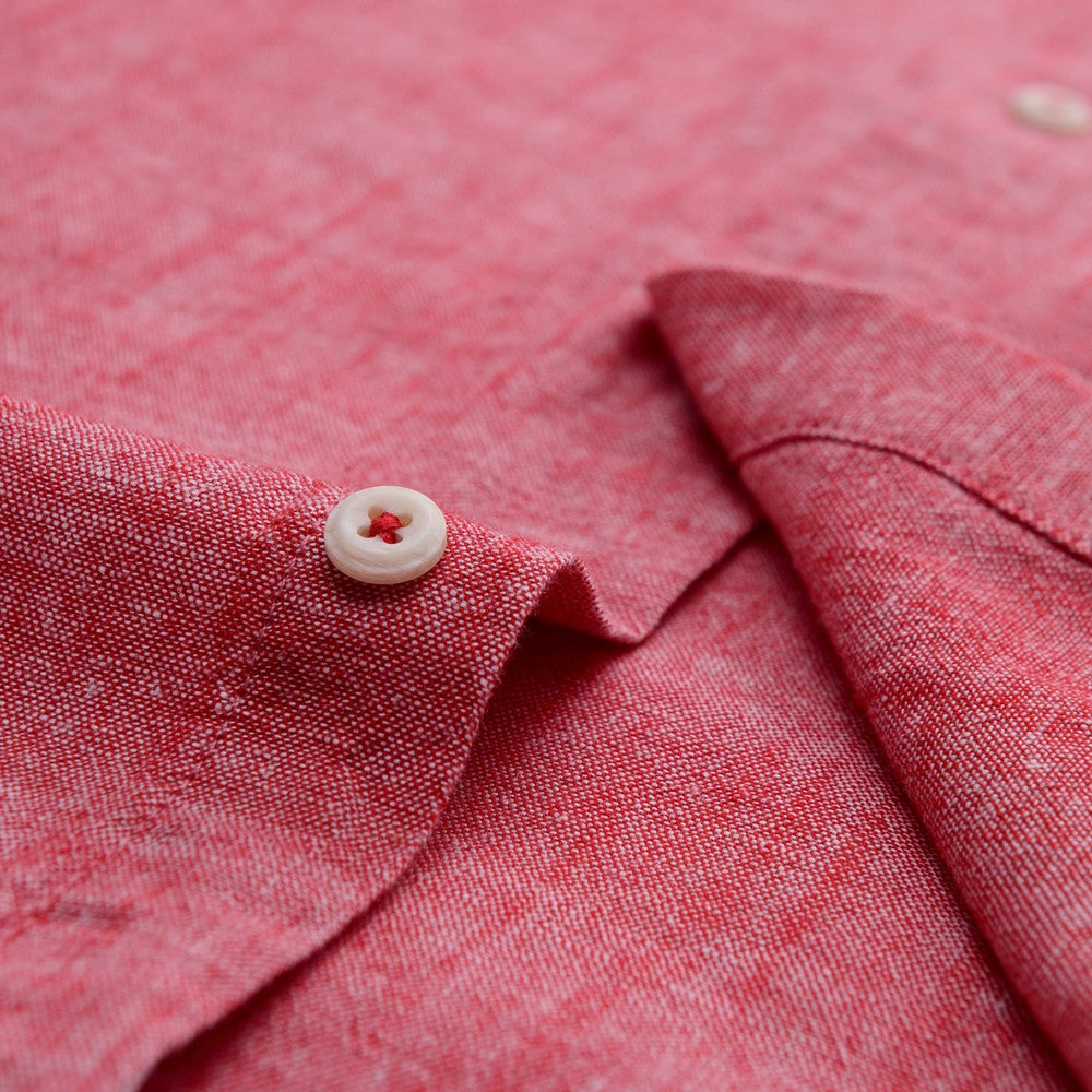 Men‘s Solid Button-Down Collar Dress Shirt - Breathable Cotton-Linen Blend - Long Sleeve, Slim-fit - Spring Summer Casual Chic