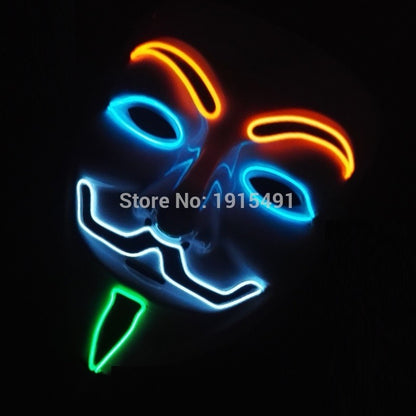 Halloween LED Vendetta Mask Night Club Carnival Party Festival Decoration Cosplay Vendetta Guy Fawkes Mascara Glowing V Mask