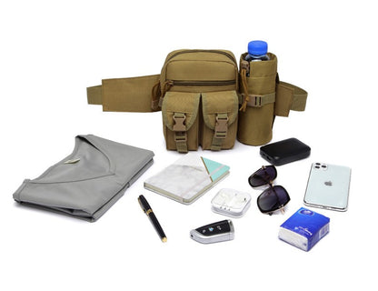 Outdoor Waist Bag Men Tactical Water Bottle Waterproof Bags Camouflage Hunting Hiking Climbing Bag Nylon Mobile Phone Belt Pack