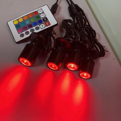 RGB Led Spotlight USB 5V Dimmable Colour Mini Ceiling Spot 1W 3W Showcase Pattern Showcase Light Room Decor 1 to 4 Remote Set