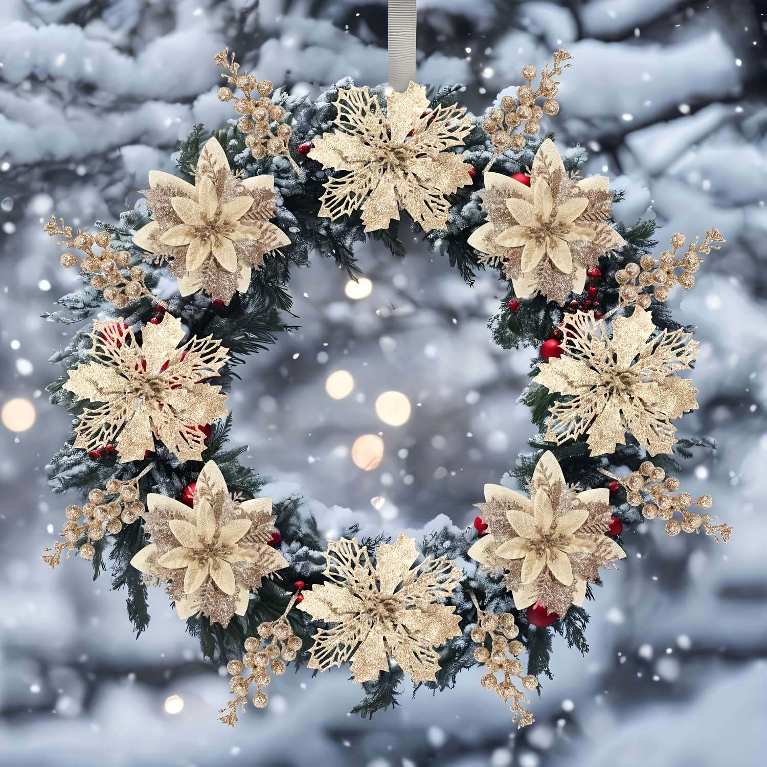 21Pcs Artificial Flowers Berry Bouquet Christmas Decoration Vase for Home Room Decor Fake Flowers Garland Ornament Accessories