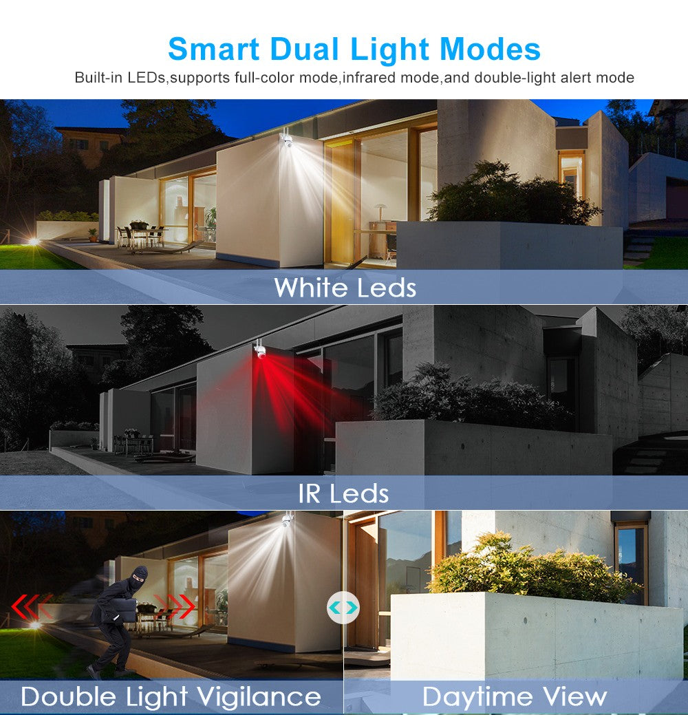 8MP Wireless Security Survillance PTZ Camera Wifi IP Outdoor 4X Zoom Cameras AI Human Tracking Two-way Audio HD Night Color Cam