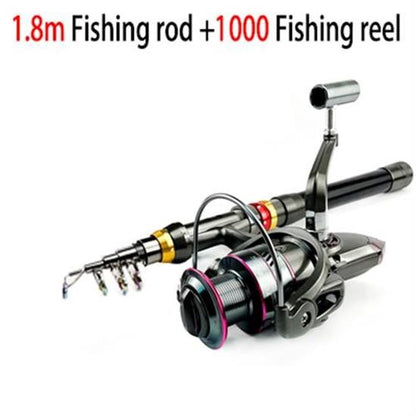 Vara de Pesca e Carretilha de Fibra de Carbono 1.8-3.6m Super Dura Vara de Pesca Telescópica Kit Carretilha de Spinning Resistência Máxima 3-8kg Pesca