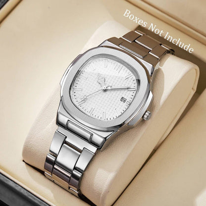 Luxury Square Men Business Watches Calendar Mens Quartz Watch Clock Gift Reloj Hombre?Without Box?