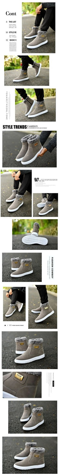 Winter Men's Snow Boots Plush Warm Men Ankle Boots Brand High-top Casual Leather Shoes for Men Comfortable zapatos para hombres