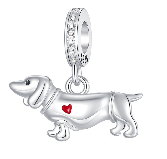 925 Sterling Silver Dog Charms French Bulldog Poodle German Shepherd Beagle Dachshund Pendants Fit Bracelets DIYJewelry Gift