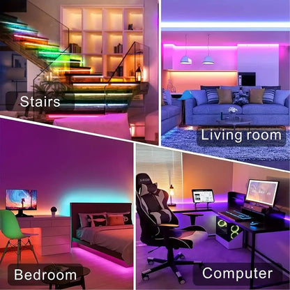 1-40m LED Strip Lights for Room Decoration, APP + 44-Key Remote Music Sync, 5V USB RGB Flexible Tape for TV Backlight