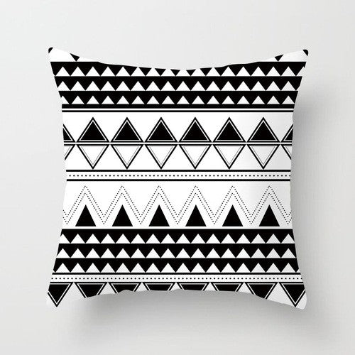 European-Style Black and White Geometry Portrait Pillow Cover Living Room Sofa Waist Support Office Bed Head Pillow Pillow 60x60