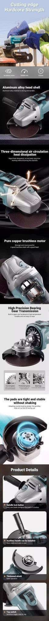 Esmerilhadeira Angular Sem Fio Makita DGA404 Original Brushless Máquina de Polir e Cortar Ferramenta para Bateria Makita 18V