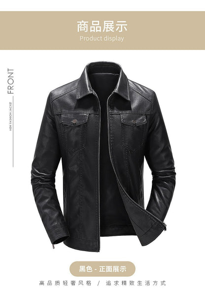 Mens Vintage Faux Leather Outwear Leather Jacket Motorcycle Black Biker Jackets Casual Lightweight Men PU Zipper Moto Outwear