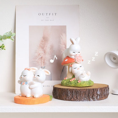 Estatuetas criativas de coelho para casais, presentes de Dia dos Namorados, decorações fofas para casa, sala de estar e enfeites de mesa de escritório