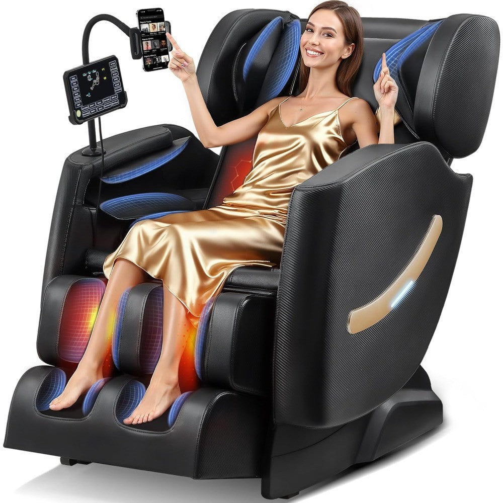 2025 Massage Chair, Zero Gravity Massage Chair Full Body Recliner w/Heat Therapy, 10 Fix Rollers, 20 Airbag, 6 Auto Mode, Extend