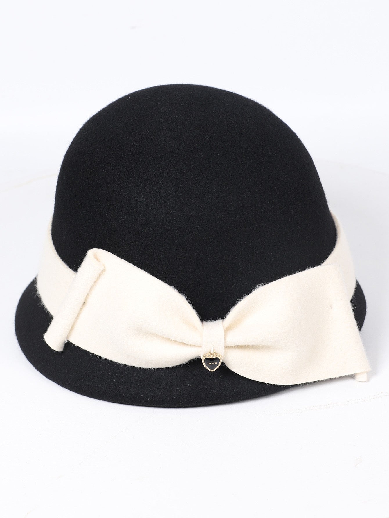 Chapéus de inverno luxuosos e elegantes de lã feltro para mulheres preto/branco com aba enrolada para casamento igreja coquetel chá de festa a rigor