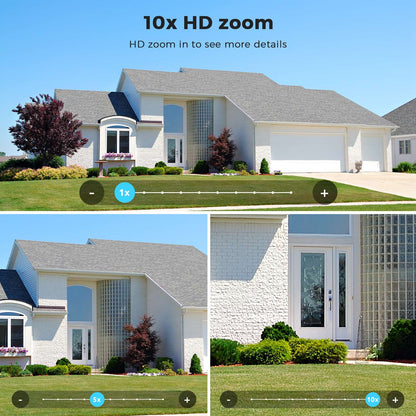 20MP 10K PTZ Wifi Camera Four Lens 10X Zoom Surveillance Camera Outdoor 360°No Dead Angle Ultra Long Range Night Vision Security