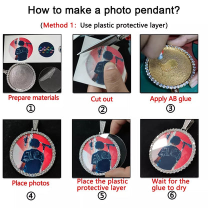 Wholesale Custom Photo Pendant Memory Medallions Rotary Double-Sided Picture Necklace Hip Hop Iced Jewelry Personalized Gift