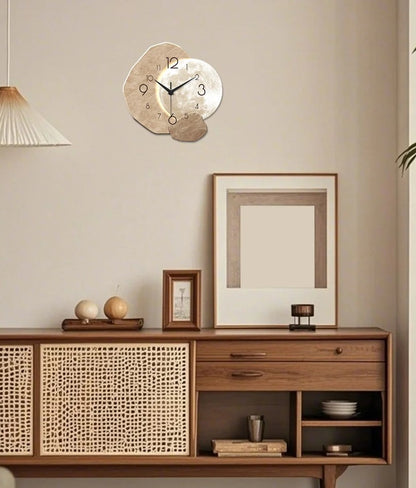 Modern Simple Silent Wall Clock, Moon Design - Quartz Movement, Wooden Material, for Bedroom, Living Room or Office Decoration