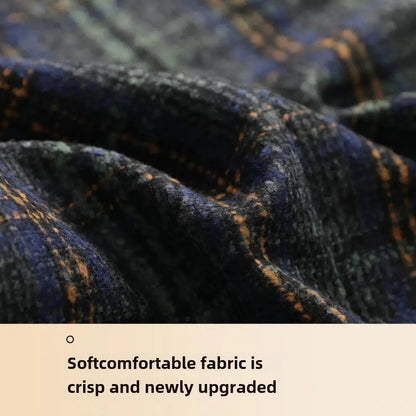 2024 New Style Women's Plaid Suit Woolen Jacket Loose Fit Vintage Checked Woolen Coat Medium Length Korean Version