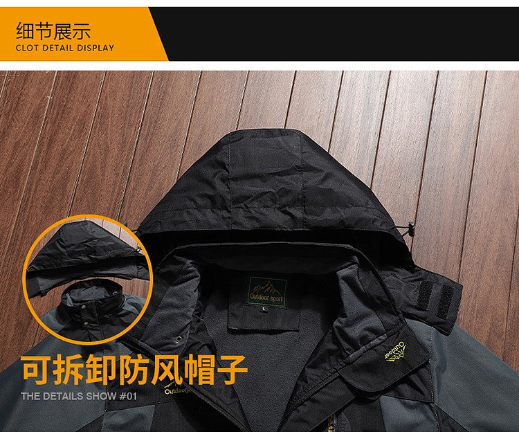 Outdoor Men's Red & Black Waterproof Windproof Breathable Jacket with Detachable Hood for Hiking Climbing Camping?