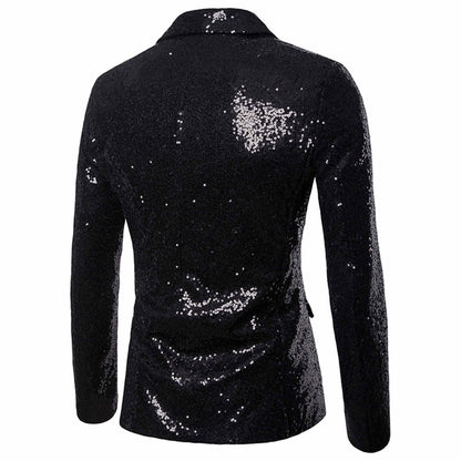 Trendy Sequin Men'S Sequin Jackets Charm One Button Stage Performance Red Sliver Black Blazers Coat Male Glitters Formal Suit