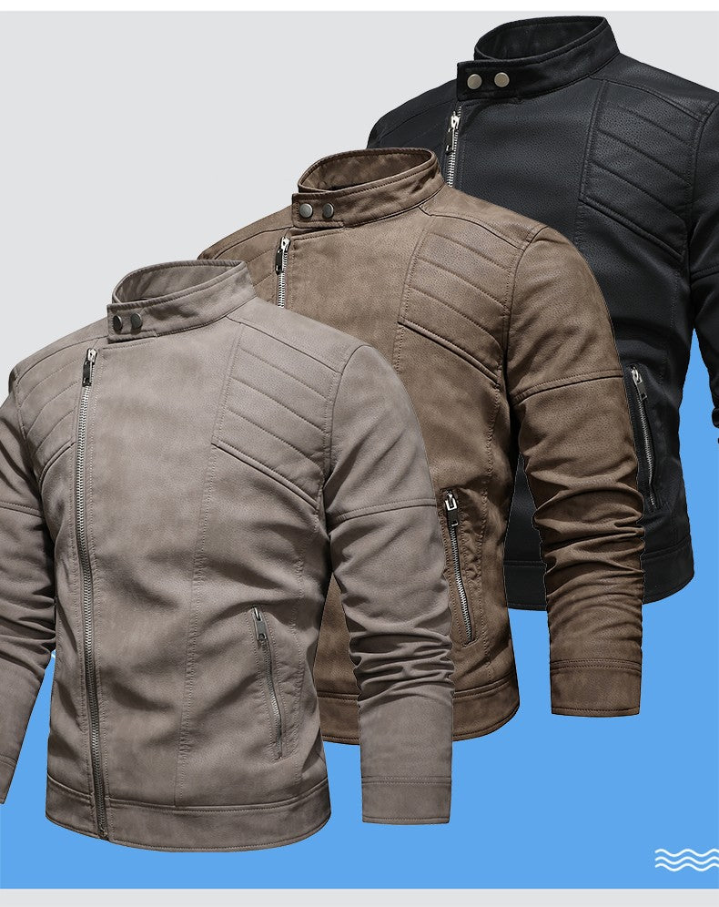 Jacket Men Coat Winter Leather Bomber Genuine Casual Brown Jackets Coats Faux Leather Vintage Black Biker Jacket Men Windproof