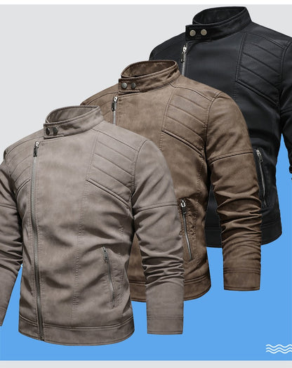 Jacket Men Coat Winter Leather Bomber Genuine Casual Brown Jackets Coats Faux Leather Vintage Black Biker Jacket Men Windproof