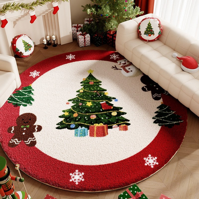 VIKAMA Luxurious Christmas Eve Flannel Floor Mat For Living Room Sofa Carpet Anti-Slip And Stain-Resistant Home Decoration