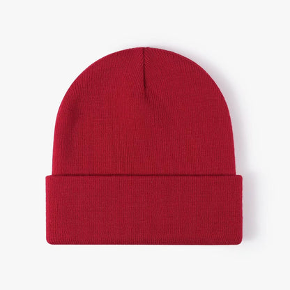 Customized Printed Logo Winter Knitted Keep Warm Cold Cap Unisex Solid Color Hip Hop Crochet Skull Beanie Hats