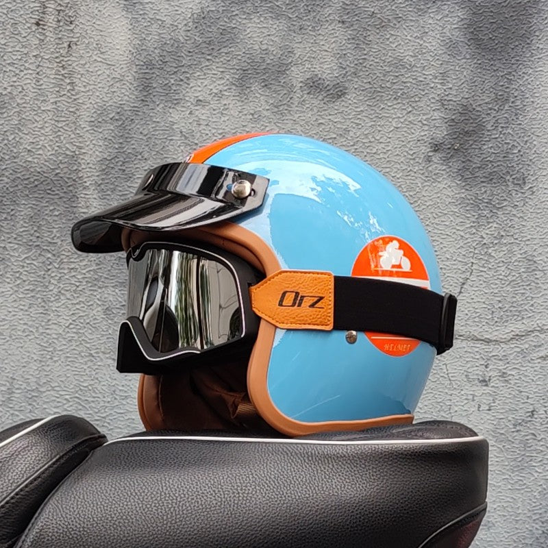 Capacete de motocicleta retrô semiaberto acessórios para motocicleta cross-country capacete de motocicleta 3/4 capacete retrô de inverno