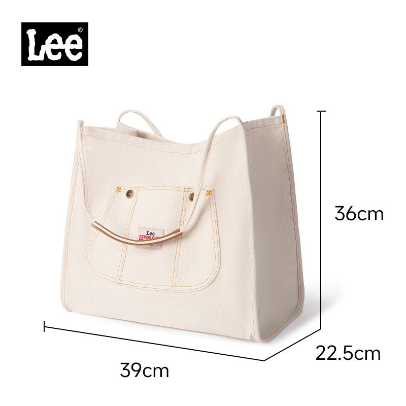 LEE Large Capacity Strong Denim Tote Bag Women High Quality White Canvas Handbag Ladies Daily Traveling Shopping Shoulder Bags