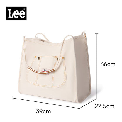 LEE Large Capacity Strong Denim Tote Bag Women High Quality White Canvas Handbag Ladies Daily Traveling Shopping Shoulder Bags