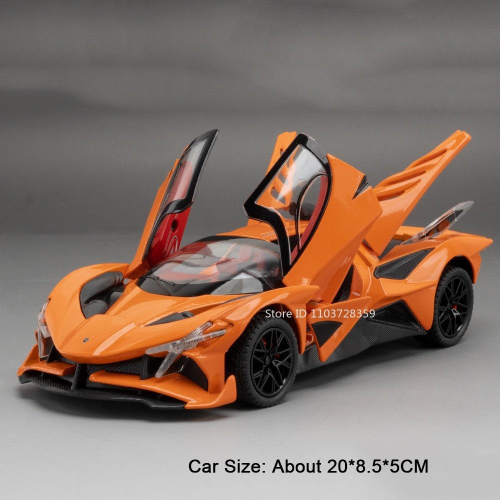 1:24 Apollo EVO Miniatura Carro Esportivo de Brinquedo Liga Fundido Som Luz Portas Abertas Fricção Supercarro Presentes para Crianças
