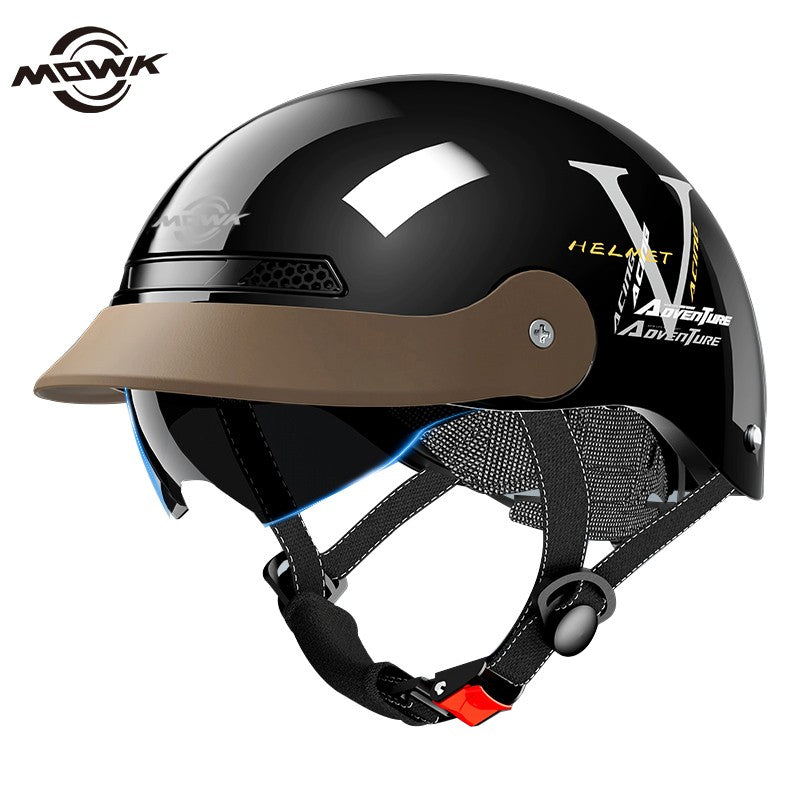 MOWK Capacete de Motocicleta Vintage Meio Capacete de Verão Respirável para Homens e Mulheres Scooter Elétrica a Jato Capacete Aberto Capacete de Segurança Refletivo