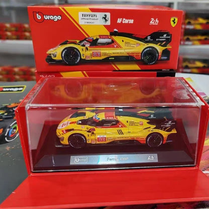 New In Stock Bburago 1:43 24h Le Mans Ferrari 499p 2024 #83 Includes Base And Acrylic Box Alloy Miniature Diecast Model Toys