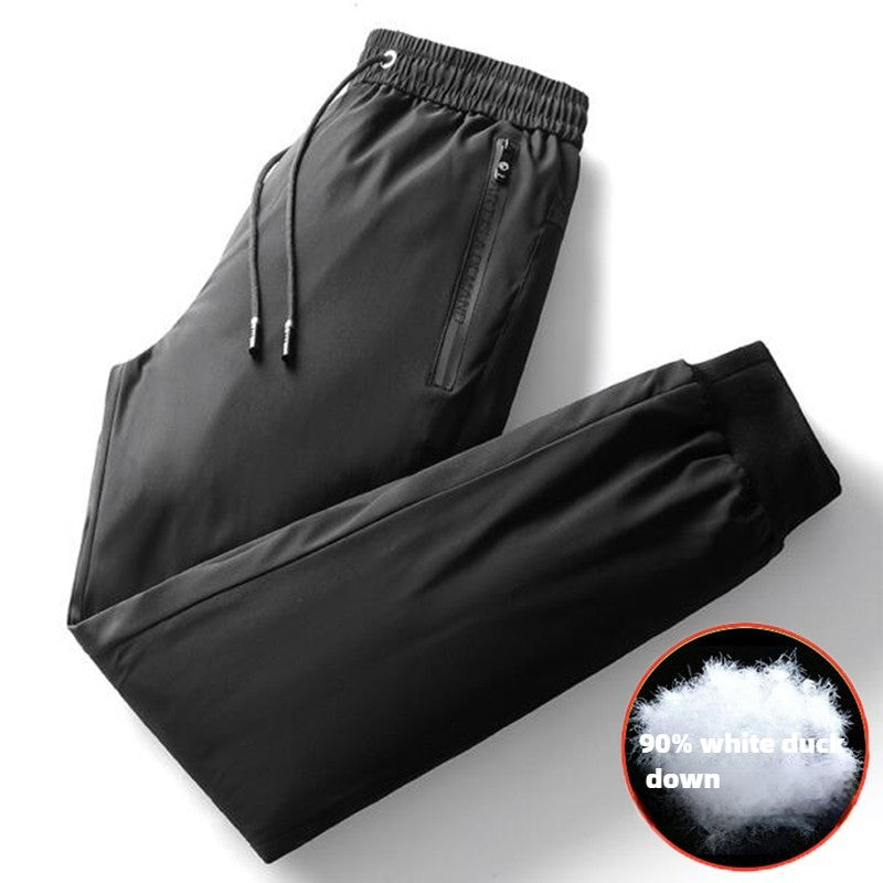 Men's Down Pants Autumn Winter New Solid Color Thickened Warm Outdoor Travel Adventure Harem Pants Men's Plus Size Casual Pants
