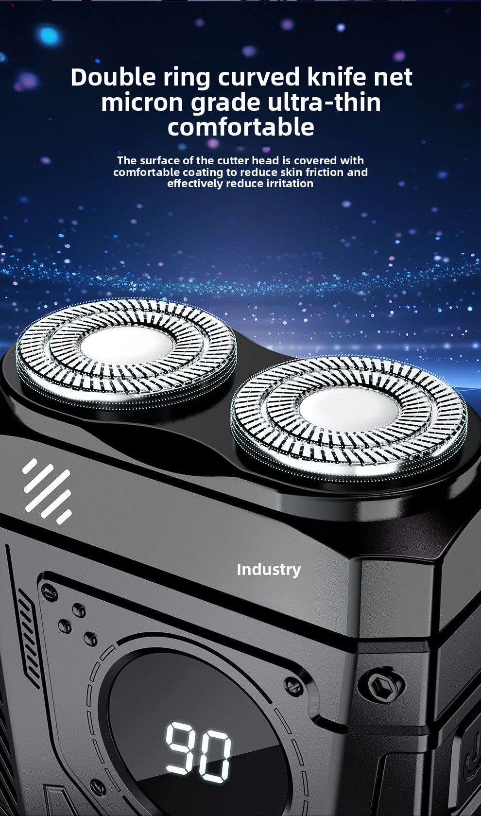 Powerful Dual Blade Mini Electric Smart Shaver Digital Display Beard Trimmer Tool 36Db Household& Car
