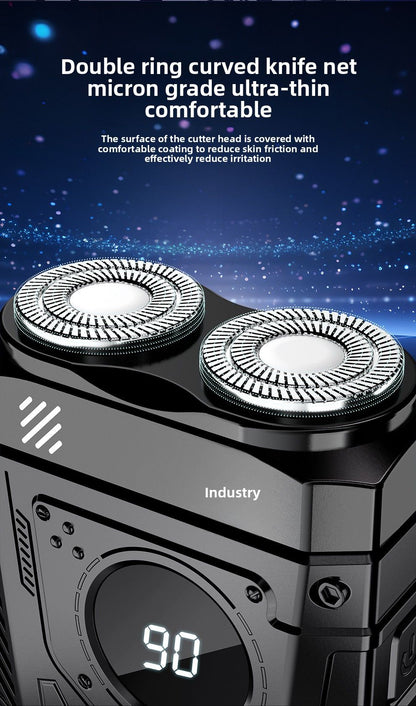 Powerful Dual Blade Mini Electric Smart Shaver Digital Display Beard Trimmer Tool 36Db Household& Car