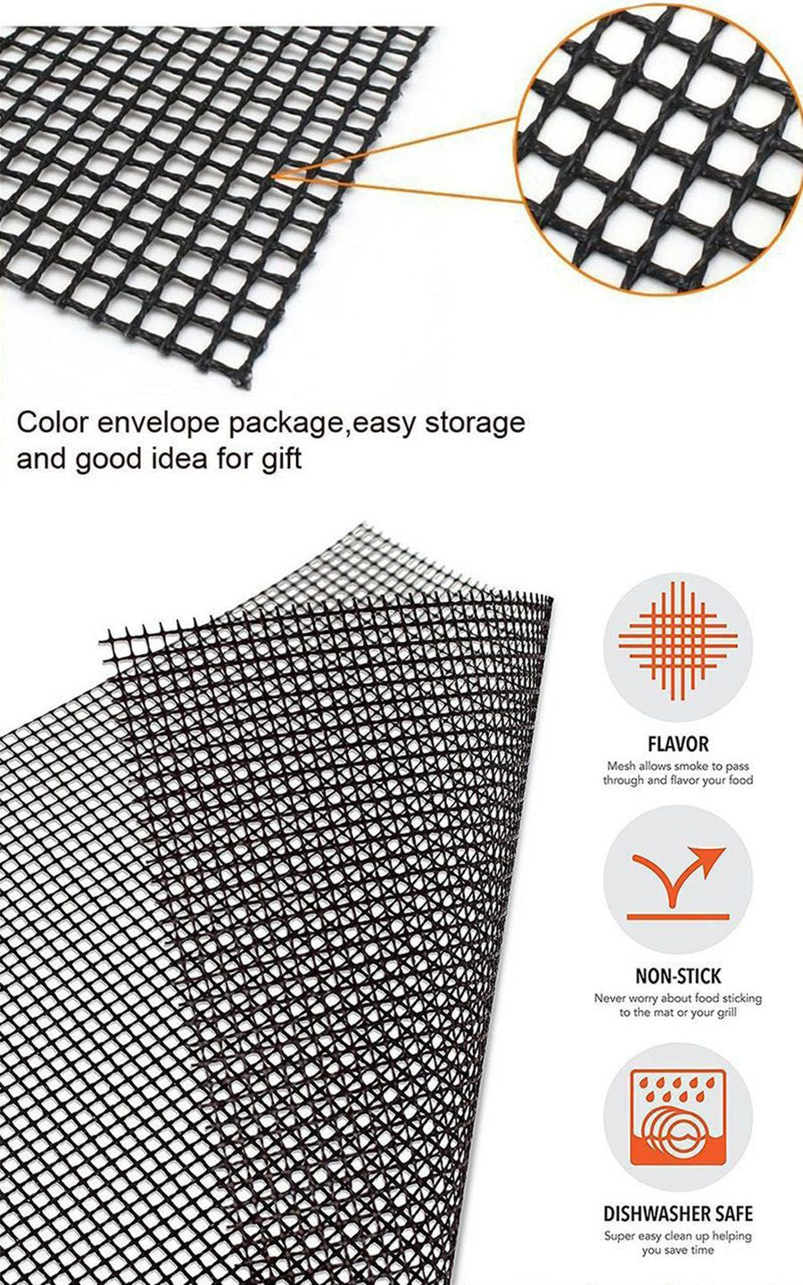 50PCS Non-Stick High Temperature Resistant BBQ Grid Pad Barbecue Mesh Reusable Easily Cleaned Cooking Pads Baking Grill Tool