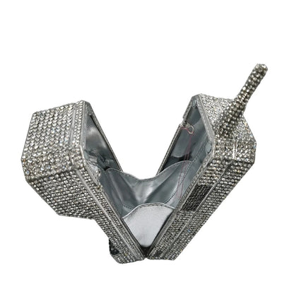 XIYUAN Newest Cellphone Shaped Rhinestone Evening Clutch Purse Luxury Diamond Wedding Party Bag Lady Pink Crystal Bridal Handbag