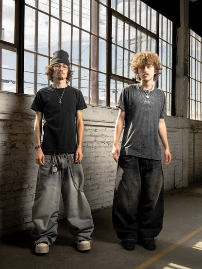 American Retro Harajuku Bgaay Jeans Men Vintage Streetwear Trousers Trendy Hip-hop Punk Y2K High-waisted Straight Pants Women