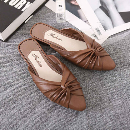 Women's Summer New PVC Fashion Pointy Solid Color Daily Casual Indoor And Outdoor Sandals Beach Flip-flops  Low Heel Sandals