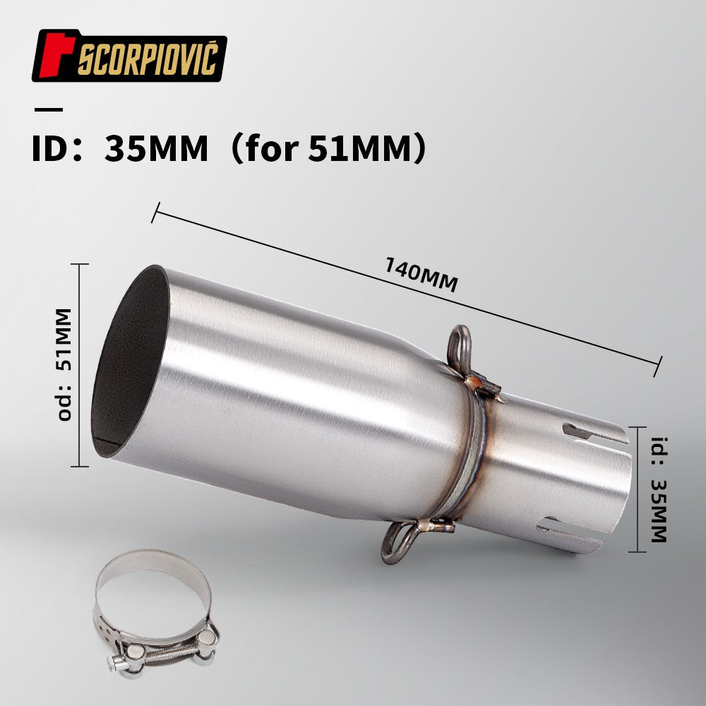 Motorcycle Universal Exhaust Mid Pipe OD 51mm ID 28-45mm Slip On Adapter Pipe Fit Most Motorbike Exhaust Mod
