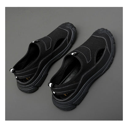 Outdoor Trendy Sandals Summer Mesh Hollow Casual Outerwear Shoes Men's Breathable Sports Shoes Beach Sandals New